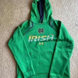 Mens M Adidas Green Notre Dame Fighting Irish Hoodie Hooded Sweatshirt Medium